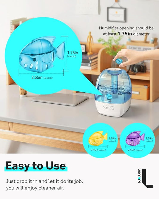 Leemone Humidifier Cleaning Fish for Humidifiers & Fish Tanks, 6 Pack Humidifier Cleaner, Purifies Water, Prevents Hard Water Build Up, Reduces Scale