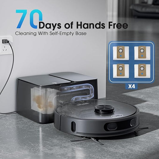 Robot Vacuum and Mop Combo, Robotic Vacuums Cleaner with LiDAR Navigation, Smart Mapping, Strong Suction, with WiFi/App/Alexa/Voice Control, Obstacle Avoidance, for Home, Wood/Hard Floors, Pet Hair