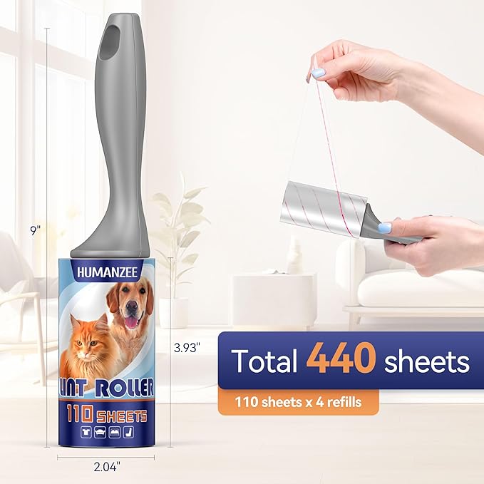 Lint Rollers for Pet Hair Extra Sticky,440 Sheets Mega Value Set with Reinforced 2 Handles and Tough Paper, Lint Roller for Clothes, Sofa Bed, Car Seat, and More