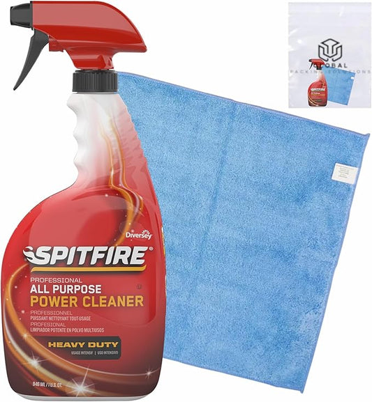 Spitfire Professional All Purpose Power Cleaner Degreaser, 32 Fl Oz bundled with Microfiber Cloth
