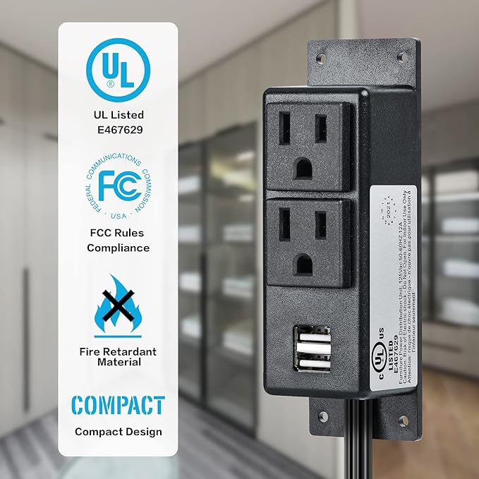 Gun Safe Power Outlet Kit, Briidea Gun Safe Accessory Electrical Outlet with USB for Interior Dehumidifiers and Lights
