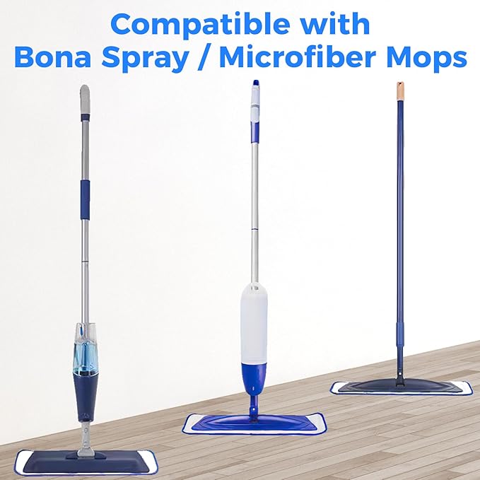 4-Pack Microfiber Cleaning Pads, 18-Inch Microfiber Mop Pads Compatible with Bona Mop, Washable and Reusable Mop Pad Refills for Hardwood Tile Laminate Floors