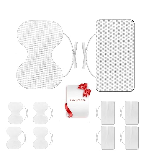 TENS Unit Replacement Pads, 4X8" - 4X6", 8 PCS Premium Thickened Reusable Self-Adhesive Electrode Pads for EMS Muscle Stimulator Massager
