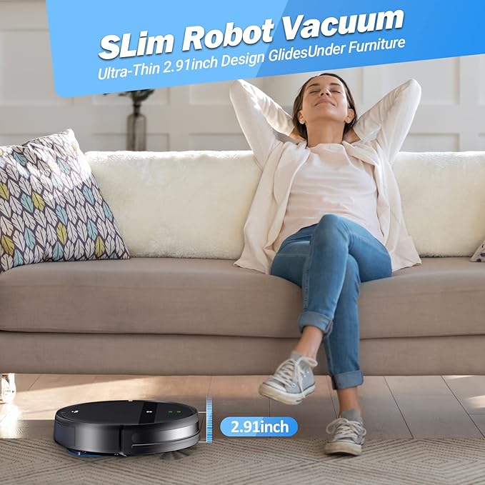 Robot Vacuum and Mop Combo, App/Alexa Control, Smart Robot Vacuum Cleaner, Ultra-Thin, Automatic Recharge Robotic Vacuum Cleaner for Pet Hair/Carpet/Hard Floor