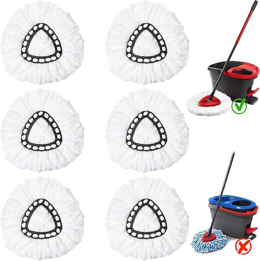 6Pack Spin Mop Replacement Heads, Mop Replace Head Compatible Ocedar Easywring 1-Tank, Microfiber Refills, Mop Head Replacement for Hardwood Floor Cleaning, Machine Washable and Easy to Replace