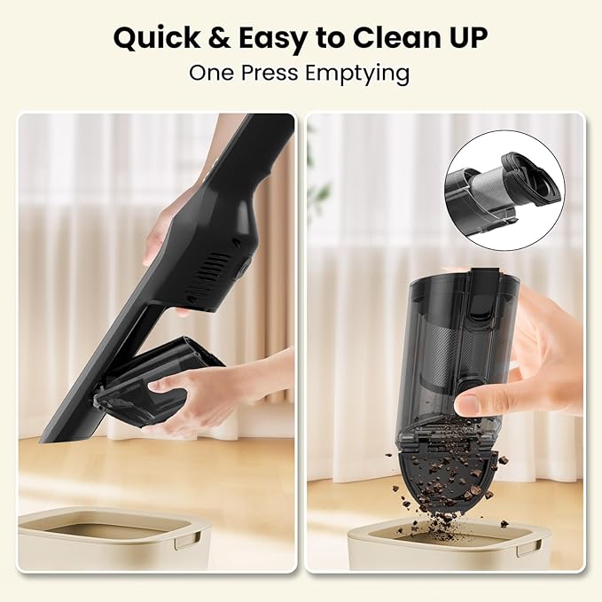 Handheld Vacuum Cordless, 24Kpa Car Vacuum with Brushless Motor, Charging Dock, Rechargeable, 1.5lbs Portable Handheld Vacuum with 2-Speed for Home/Car/Pet, Black