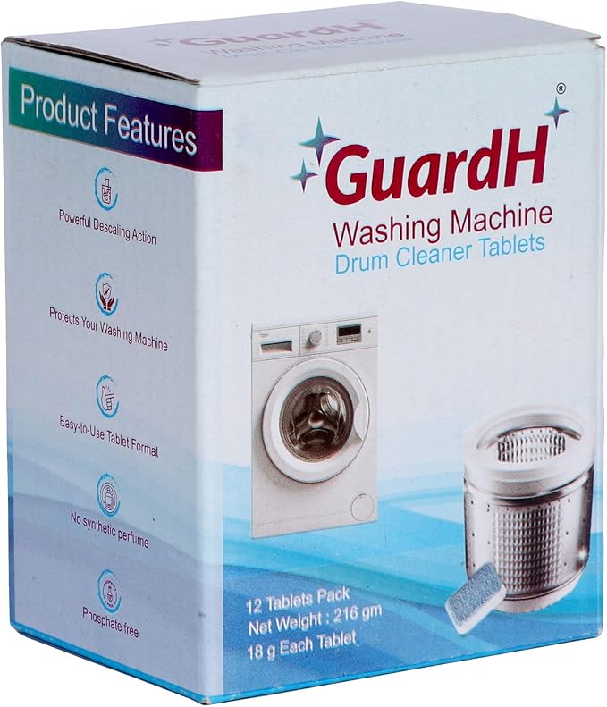 Washing Machine Drum Cleaner Tablets 12 Count 216g Deep Cleaning and Descaling Tablets for HE and Standard Washers Removes Residue Odor and Buildup Phosphate and Chlorine Free