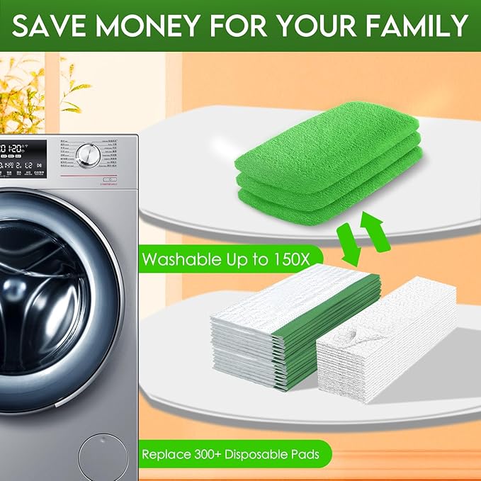 Reusable Wet Pads for Swiffer Sweeper Mop - Dry Sweeping Cloths & Wet Mopping Cloths for Household Cleaning - Washable Microfiber Pads for Mopping Floors - 6 Pack (Mop is not Included)