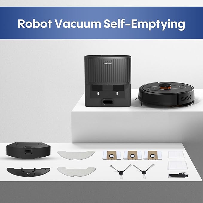 Robot Vacuum and Mop with LiDAR Navigation, 5000Pa Robot Vacuum Cleaner with Self-Emptying, 90-Day Hands-Free,Mapping, Wi-Fi/App/Alexa Control, Ideal for Pet, Hard Floors, Carpet