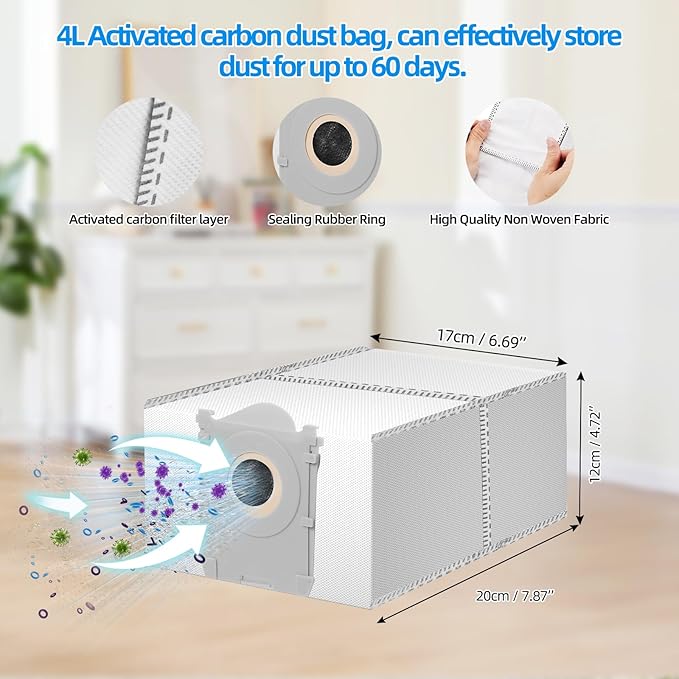 21 Pack Accessories Kit for ECOVACS DEEBOT X8 PRO OMNI / X8 OMNI Robot Vacuum, Replacement Parts 2 Anti Tangle Main Brush 2 Roller Mop 6 Dust Bags 6 Sidebrush 4 Filter 1 Cleaning Brush