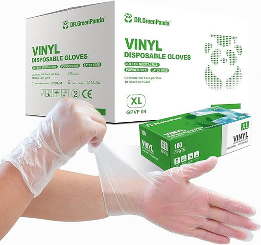 Clear Vinyl Gloves Latex Free & Powder Free - Food Safe Disposable Gloves for Cooking Cleaning - Comfort Fit