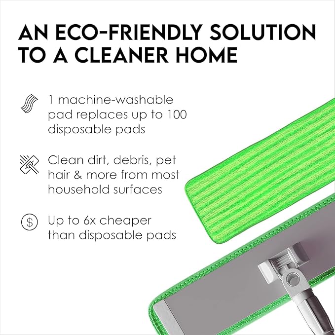 Reusable Microfiber Mop Pads Replacement – 4-Pack, Thick & Absorbent 18-Inch Washable Cleaning Pads, Hook-and-Loop Attachment, Compatible with Bona, Rubbermaid, Libman, Bruce & More