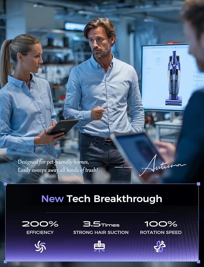 MAGIC JOHN Pet Hair Handheld Vacuum Cordless, 20000PA High Power Car Vacuum with Motorized Brush and LED Light, Rechargeable Hand Held Vacuum Cleaner with Reusable Filter for Car, Home, Office & Pet