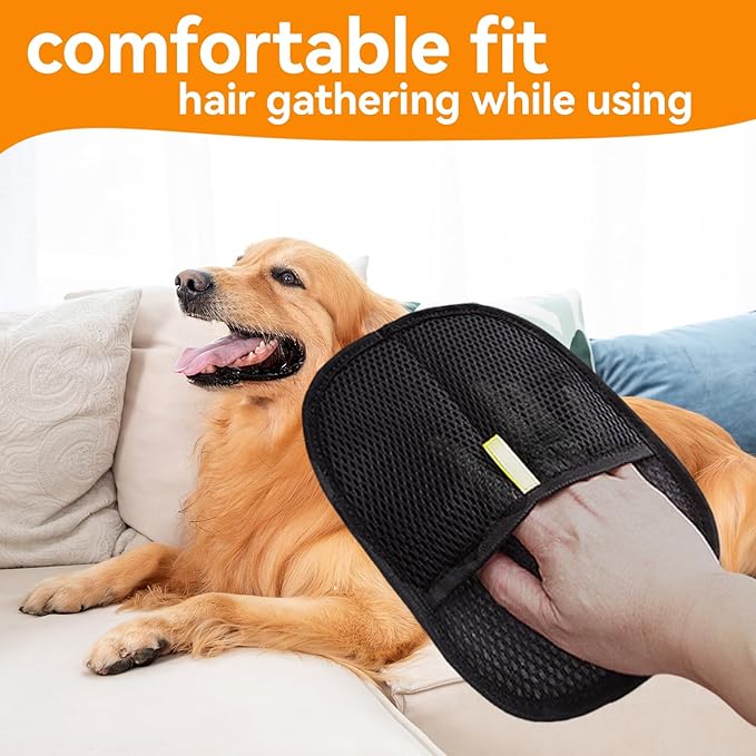 Pet Hair Remover Gloves: Static Design, 9.4"×7.1" Reusable Lint Remover for Furniture, Clothing, Car Seats – Grooming Tool for Cats & Dogs, 2PCS