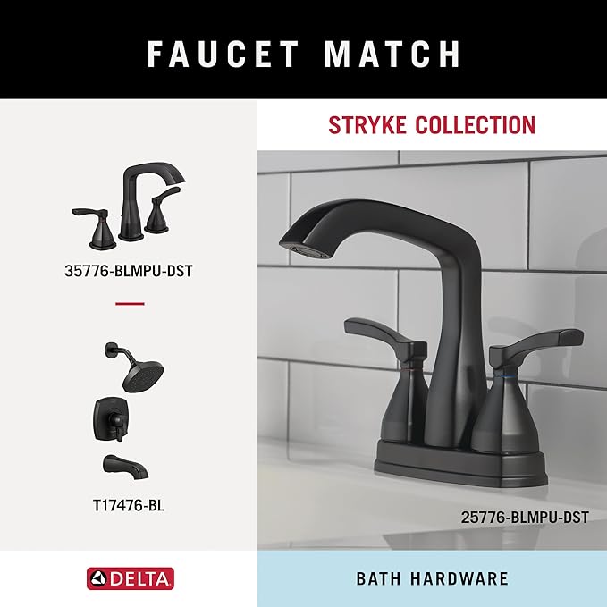 DELTA FAUCET Rubber Limited 77624-BL Stryke 24-in Wall Mount Towel Bar Bath Hardware Accessory in Matte Black