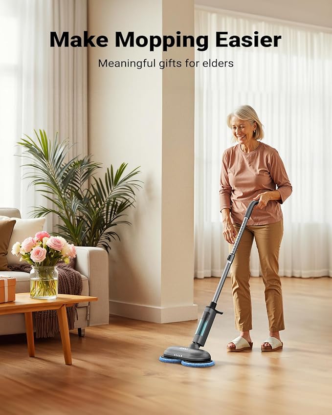 iDOO Cordless Electric Mop with Water Spray & LED Headlight, 350ml Water Tank, Electric Spin Mop, Polisher for Hardwood, Tile Floors, Quiet Self Propelled, Powerful Floor Cleaner with 4 Scrub Pads
