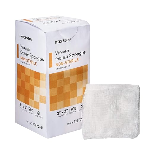 McKesson Woven Gauze Sponges, Non-Sterile, 8-Ply, 100% Cotton, 2 in x 2 in, 200 per Pack (3 X 3 Inch, 4000, Count)