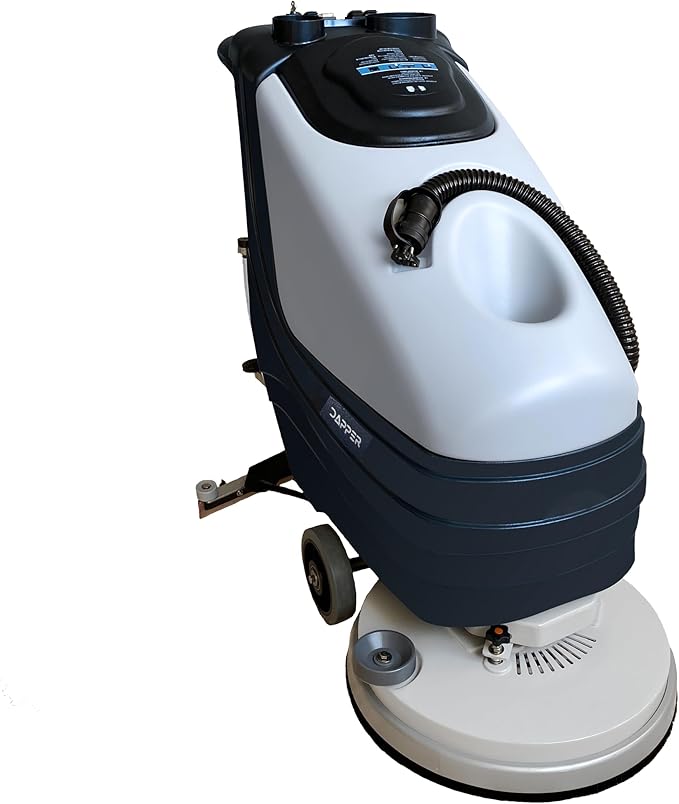 Battery Powered Walk Behind Floor and Carpet Scrubber Buffer Polisher, 19" Brush, 30" Squeegee Width, 13.5 gal Tank, Dual Brushes (Hard & Soft) and 3 Scouring Pads, 220 RPM