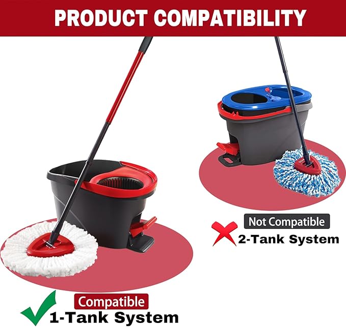 20 Pack Spin Mop Replacement Heads, Mop Replace Head Easywring 1-Tank System, Mop Head Replacement for Hardwood Floor Cleaning, Machine Washable and Easy to Replace