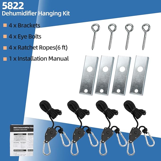 5822 Dehumidifier Hanging Kit for AprilAire Crawl Space, Basement, Whole-House Dehumidifier Models E070, E080, E100, E130, 1820, 1830, 1850, 1852, 1870, 1872 Dehumidifier Parts & Accessories