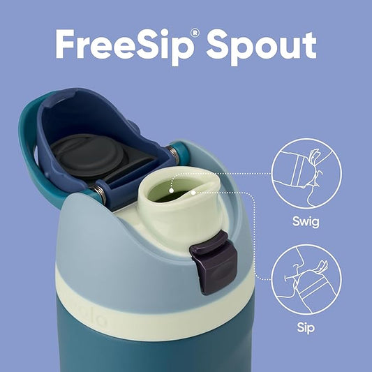 Owala FreeSip Insulated Stainless Steel Water Bottle with Straw, BPA-Free Sports Water Bottle, Great for Travel, 24 Oz, Denim