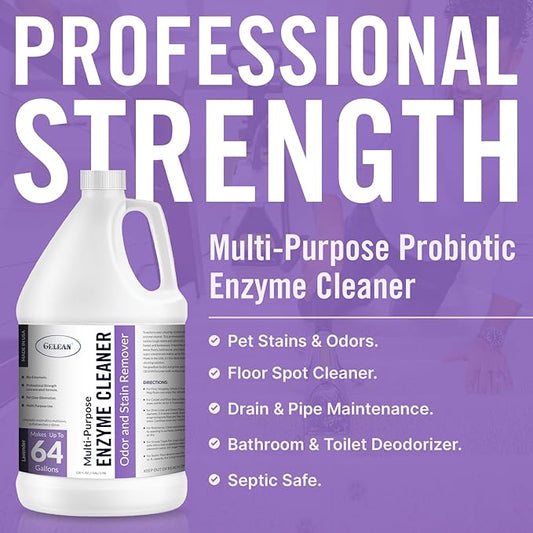 Multi-Purpose Probiotic Enzyme Cleaner, Made in USA - Stain and Odor Remover - Concentrated - Professional & Home Strength Drains, Floors, Bathrooms, Toilets Trash Can,