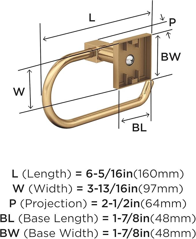 Amerock BH36071CZ | Champagne Bronze Single Post Toilet Paper Holder | 6-5/16 in. Length Toilet Tissue Holder | Appoint | Bath Tissue Holder | Bathroom Hardware | Bath Accessories