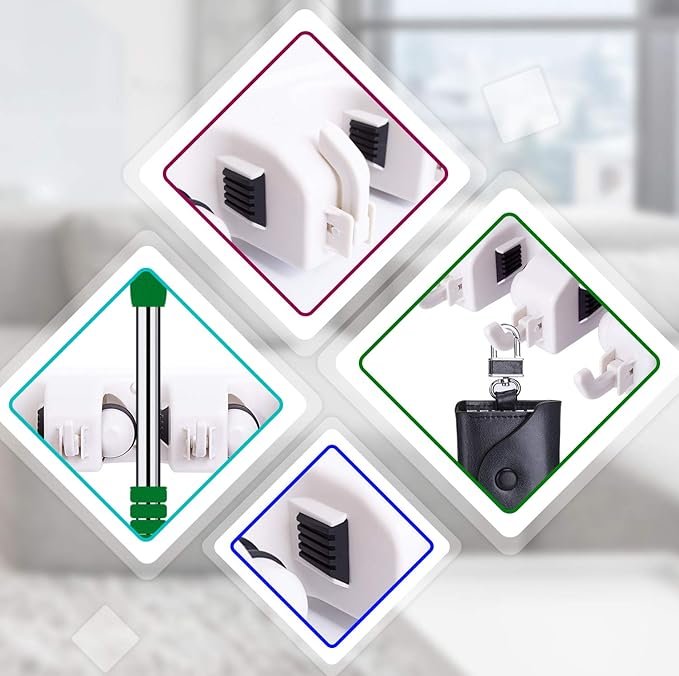 Wall Mount Broom Mop Holder Hanger Garden Tool Organizers Rack Garage Laundry Room Organizations and Storage with Hooks Heavy Duty
