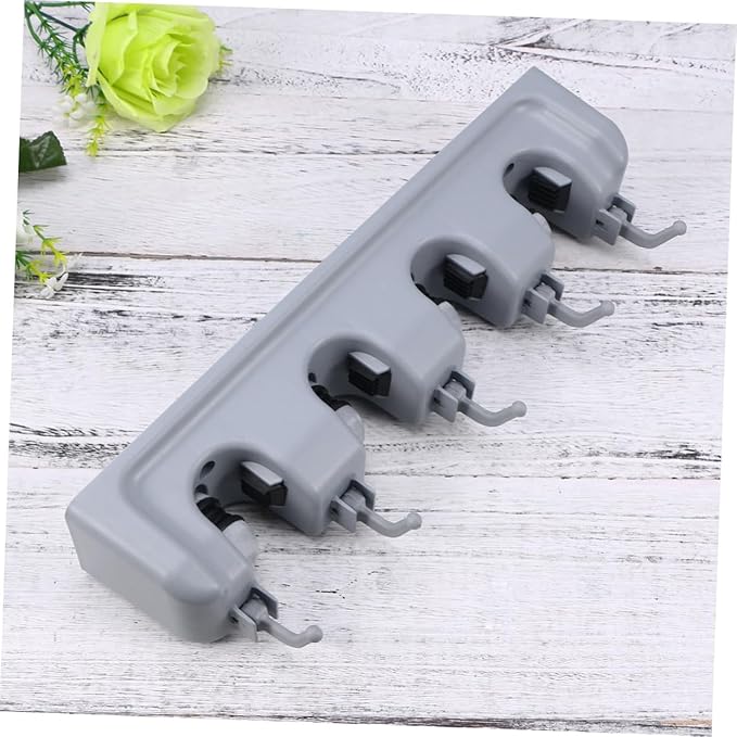 PRETYZOOM Broom Hanger Wall Mount Slot Hook Mop Broom Holder Wall Mounted Brush Organizer