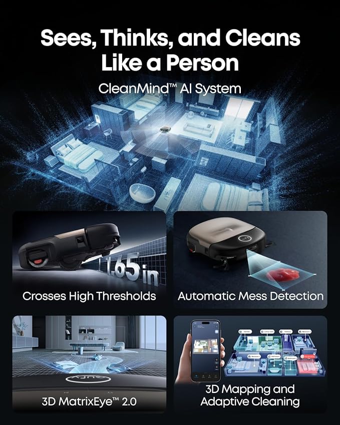 eufy Robot Vacuum Omni S2 and Mop Combo, 30,000 Pa AeroTurbo™ 2.0 Long-Lasting Suction, HydroJet ™ 2.0 Self‑Cleaning Roller Mop, CleanMind AI Navigation, Fragrance Diffuser, All‑in‑One Station