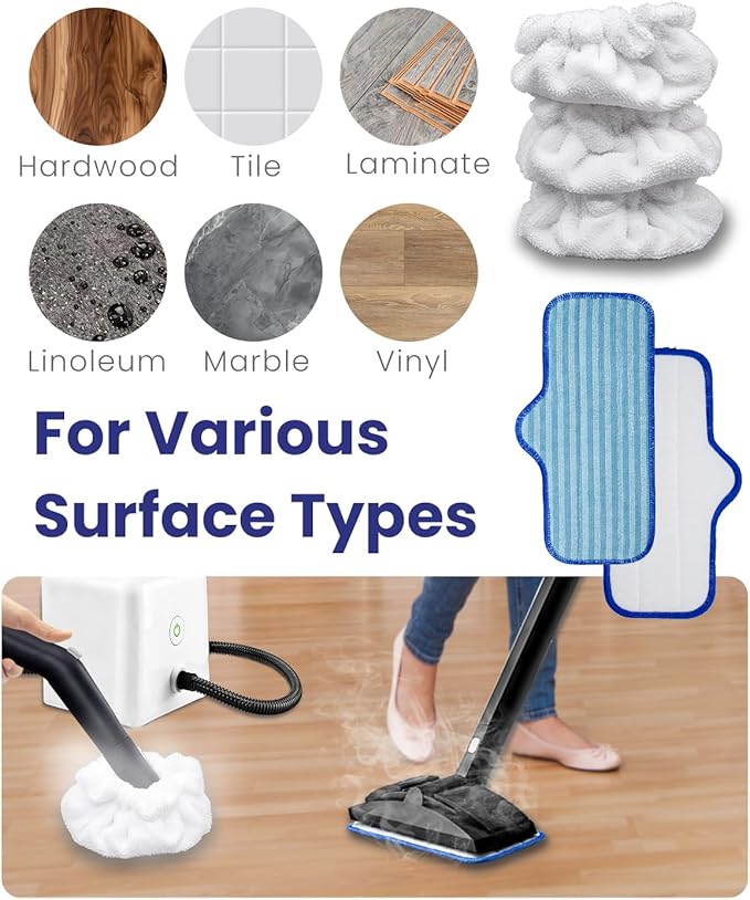 Steam Cleaner Accessories Compatible with Dupray Steam Cleaner, Triangle Microfiber Bonnet for Neat Steam Cleaner & Microfiber Pads, 1+1 Reusable Steamer Cloth Cover Cleaning Steam Mop Pad