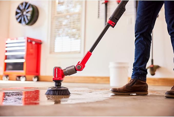 CRAFTSMAN V20 Cordless 2-in-1 Power Scrubber Kit, Multi-Purpose, Includes Bristle Brush, 2Ah Battery, V20 Battery Charger, and 60.5 in. Telescoping Pole (CMCPS520D1)