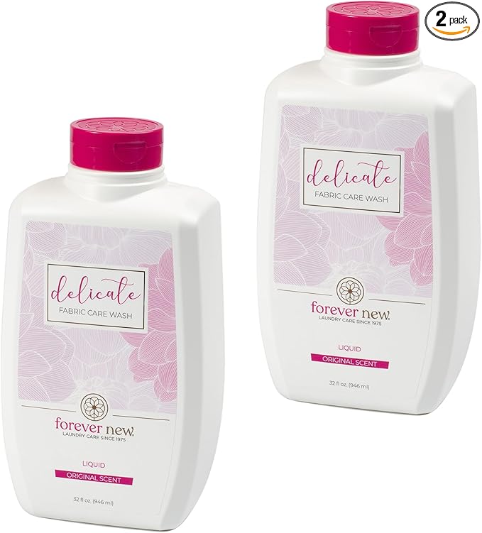 FOREVER NEW Delicate Hypoallergenic Laundry Detergent Liquid - 100 to 128 Large Loads - Gentle washing detergent for Silk, Cashmere, Bra, Undergarments, Wool etc. - Original Scented - 32oz (2pack)