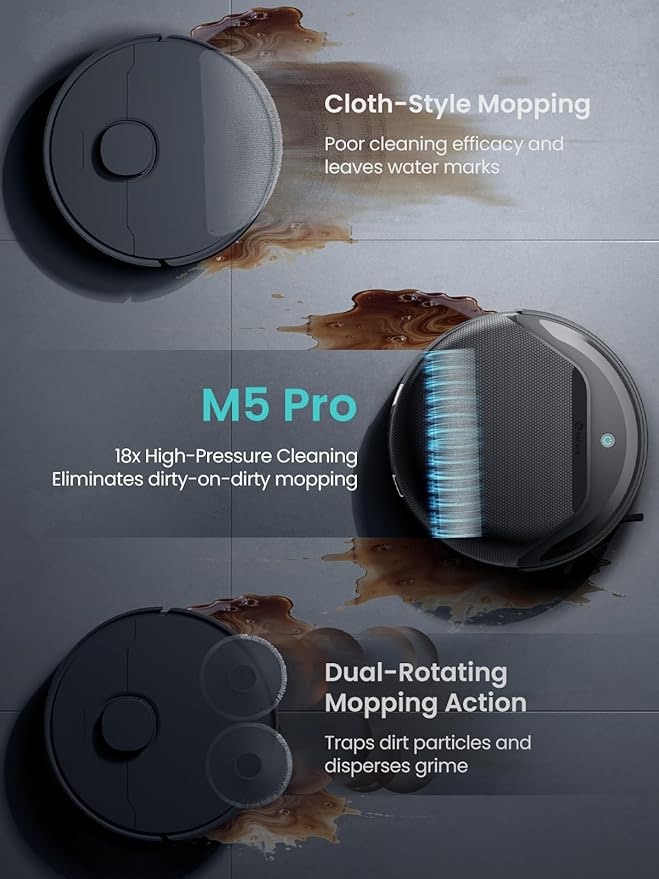 Lefant M5 Pro LiDAR Robot Vacuum and Mop, 18000Pa Suction, Dual Zero-Tangle Design, PSD 2.0 Smart Obstacle Avoidance, All-in-One Robot Vacuum 120 Day Self-Emptying, Auto Mop Washing, Drying&Refilling