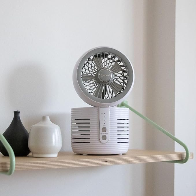 Crane 2-in-1 Air Purifier and Desk Fan, Fan and Air Purifier Combo, Ideal for Office Desk, Night Stand, Dorm, or Small Bedroom, Small HEPA Air Purifier