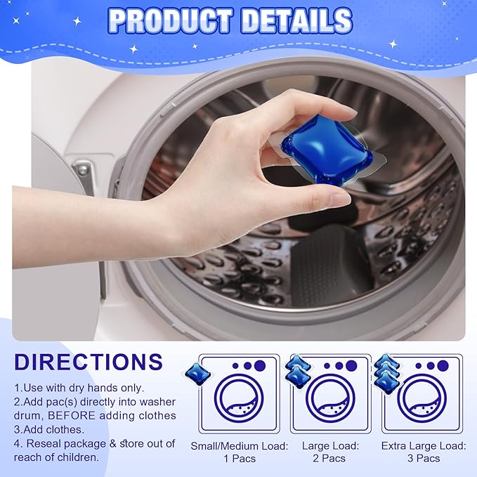 240 Count Laundry Detergent Pods Bulk Laundry Detergent Soap Pacs Ultra Concentrated for Clean Clothes Stain Fighting Fresh Scent(Bellflower Scent)
