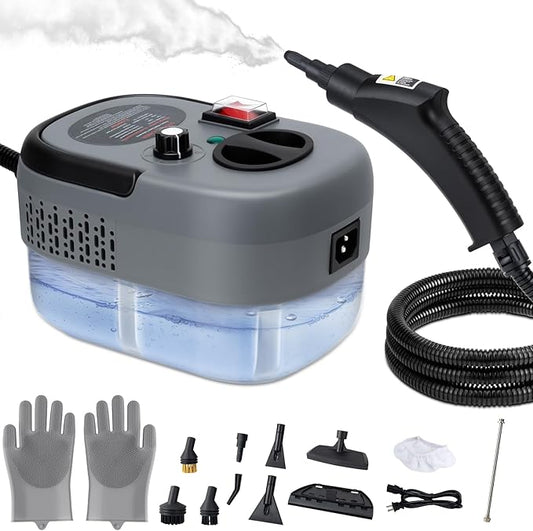 Steam Cleaner, 6-Level Adjustable Handheld Steamer Cleaning,1500W Steam Cleaner for Home, 15s Heat-Up, Portable Steamer for Cleaning Car, 40.58oz Tank, 10 Pcs Accessories for Grout, Couch, Furniture