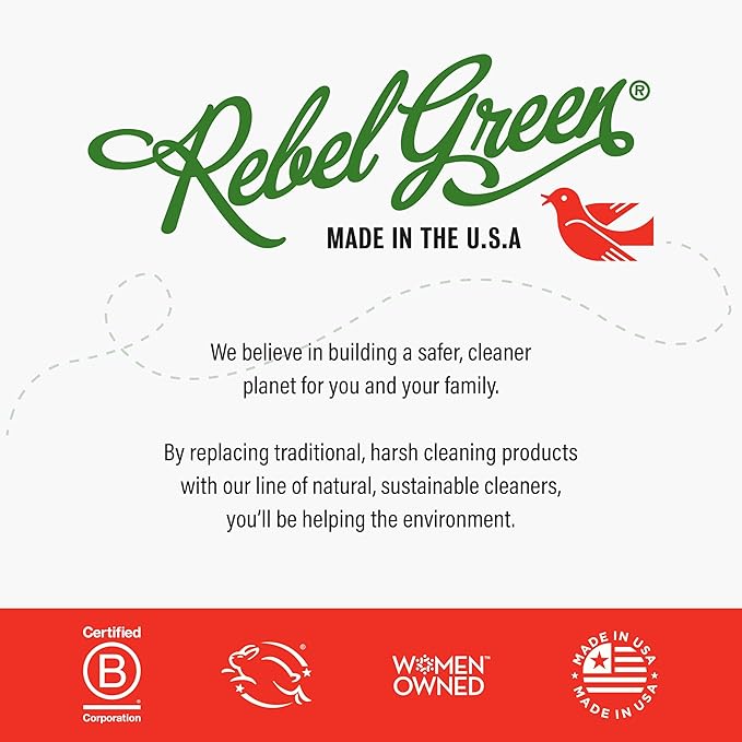 Rebel Green Natural 16 oz All-Purpose Cleaning Spray with 64 oz Refill Bottle - Plant-Based Multi-Surface Cleaner for Kitchen, Bath, Countertops and More - Lavender & Grapefruit Scent