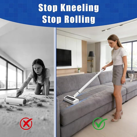 Pet Hair Remover for Carpet, Electric Lint Roller Adjustable Handle Reusable Carpet Rake Dog Cat Hair Removal Tool for Carpets, Rugs, Furniture