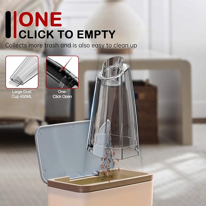 Handheld Vacuum Cordless 8000PA, Car Vacuum Portable Cordless 30 Mins Runtime & Under 70dB Quiet, Hand Held Vacuum Cleaner, 1.4lbs Hand Vacuum Cordless for Car/Home/Office, Pet Hair