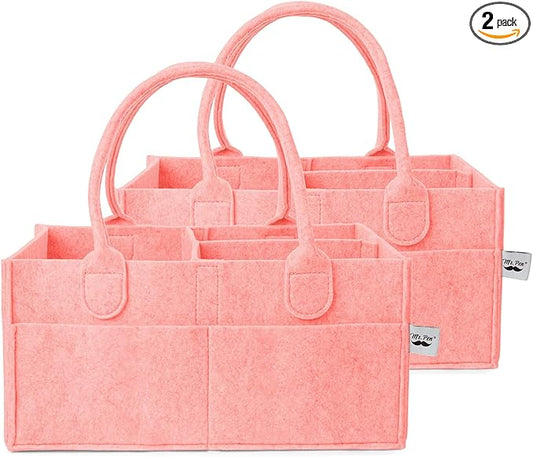 Mr. Pen- Baby Diaper Caddy Organizer, 2 Pack, Pink, Baby Caddy Organizer with Handle, Compact Size, Collapsible & Portable