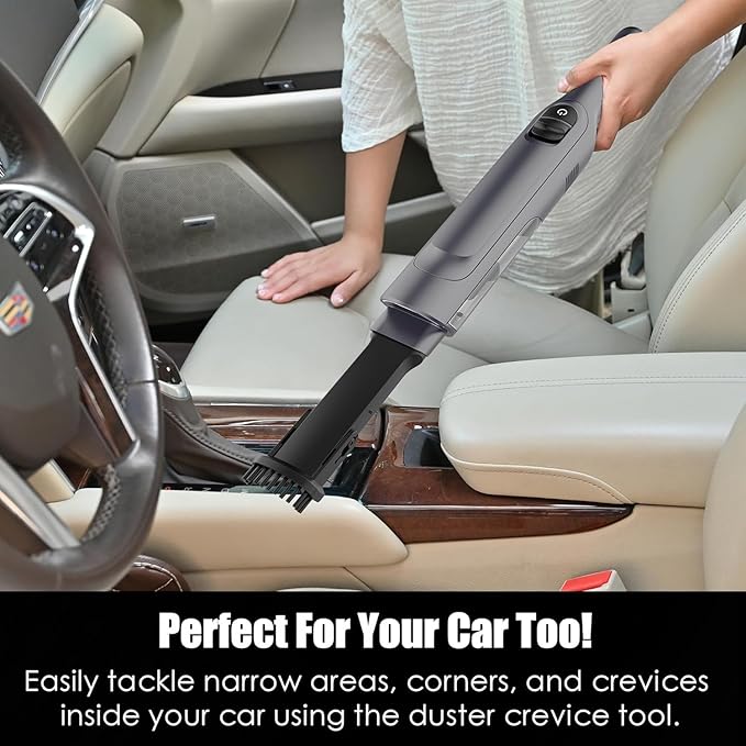 Handheld Vacuum Cordless, Lightweight 1.4lb with Powerful Suction, Charging Dock, Single Touch Empty and Detachable Dust Cup, Portable Mini Car Vac for Home Office and Pet Hair (Frosted Silver)