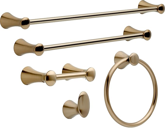 Delta Lahara (1-Pack) Toilet Paper Holder Champagne Bronze Tissue Roll Holder for Bathroom Organization and Storage Pivoting Toilet Tissue Holder Wall Bathroom Accessories 73850-CZ