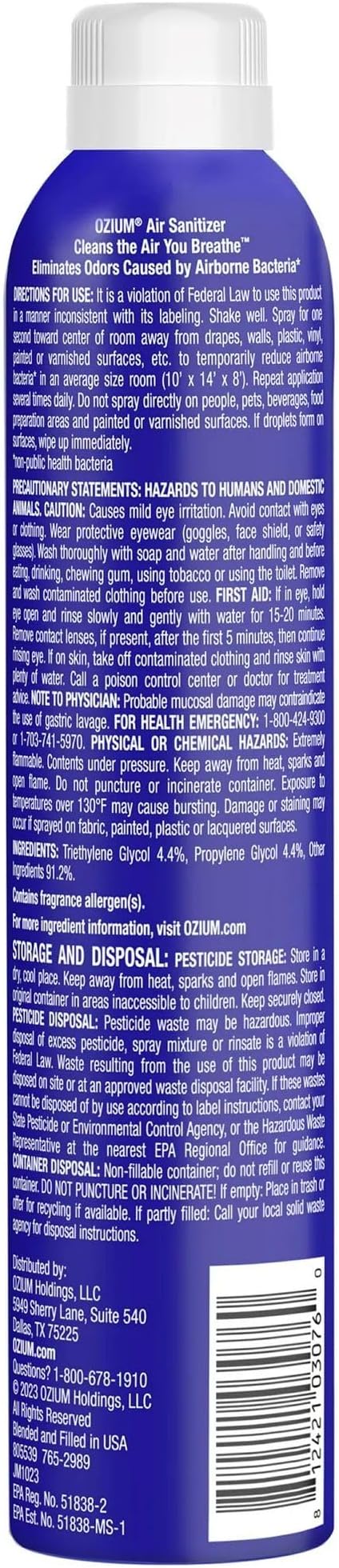Ozium 8 Oz. Air Sanitizer & Odor Eliminator for Homes, Cars, Offices and More, Original Scent, Pack of 1