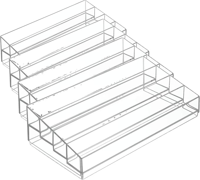 iDesign Tiered Cosmetics & Nail Polish Organizer, The Clarity Collection – 12.75 IN X 6.5IN X 3.75 IN, Clear (Pack of 4)