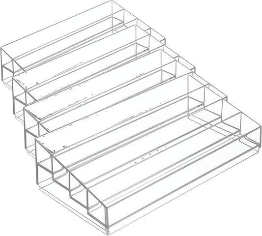 iDesign Tiered Cosmetics & Nail Polish Organizer, The Clarity Collection – 12.75 IN X 6.5IN X 3.75 IN, Clear (Pack of 4)