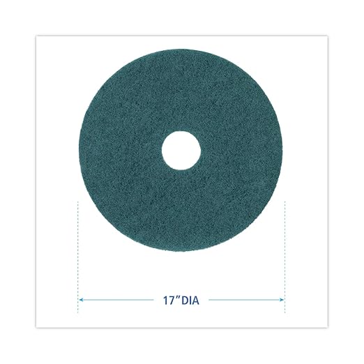 Boardwalk Heavy-Duty Scrubbing Floor Pads, 17" Diameter, Green, 5/Carton