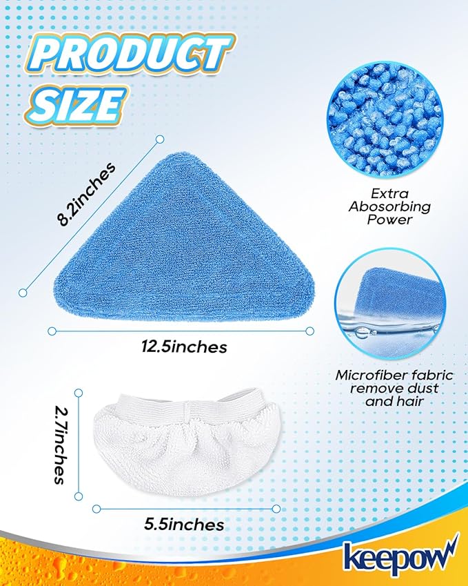 KEEPOW Steam Mop Pads Compatible with Wagner Steamer 905e, 915e and 925e, Steam Cleaner Pads Replacement with Microfiber Cloths for Handheld Steam Cleaner 4+6 Pack (Mop is Not Included)