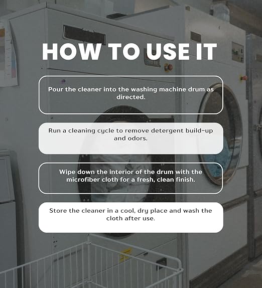 4x Washing Machine Cleaner 12 oz Bundle with Microfiber Cloth– Cleans Residue, Odors, and Mineral Buildup in HE and Standard Washers– Laundry Machine Cleaner and Deodorizer– Gift Set (5 Items)