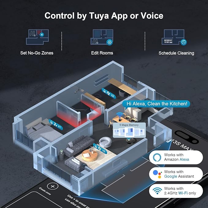Robot Vacuum and Mop Combo, Robot Vacuum Self-Emptying with 11500Pa Suction, 90-Day Capacity, Fast Home Mapping, LiDAR Navigation, Smart Obstacle Avoidance, Ideal for Pet Hair, Carpet, Hard Floor